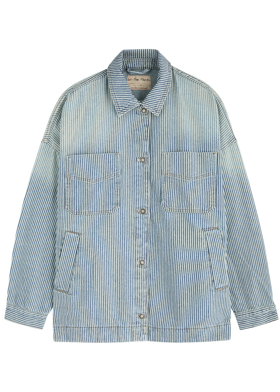 Free People Madison City Striped Denim Jacket