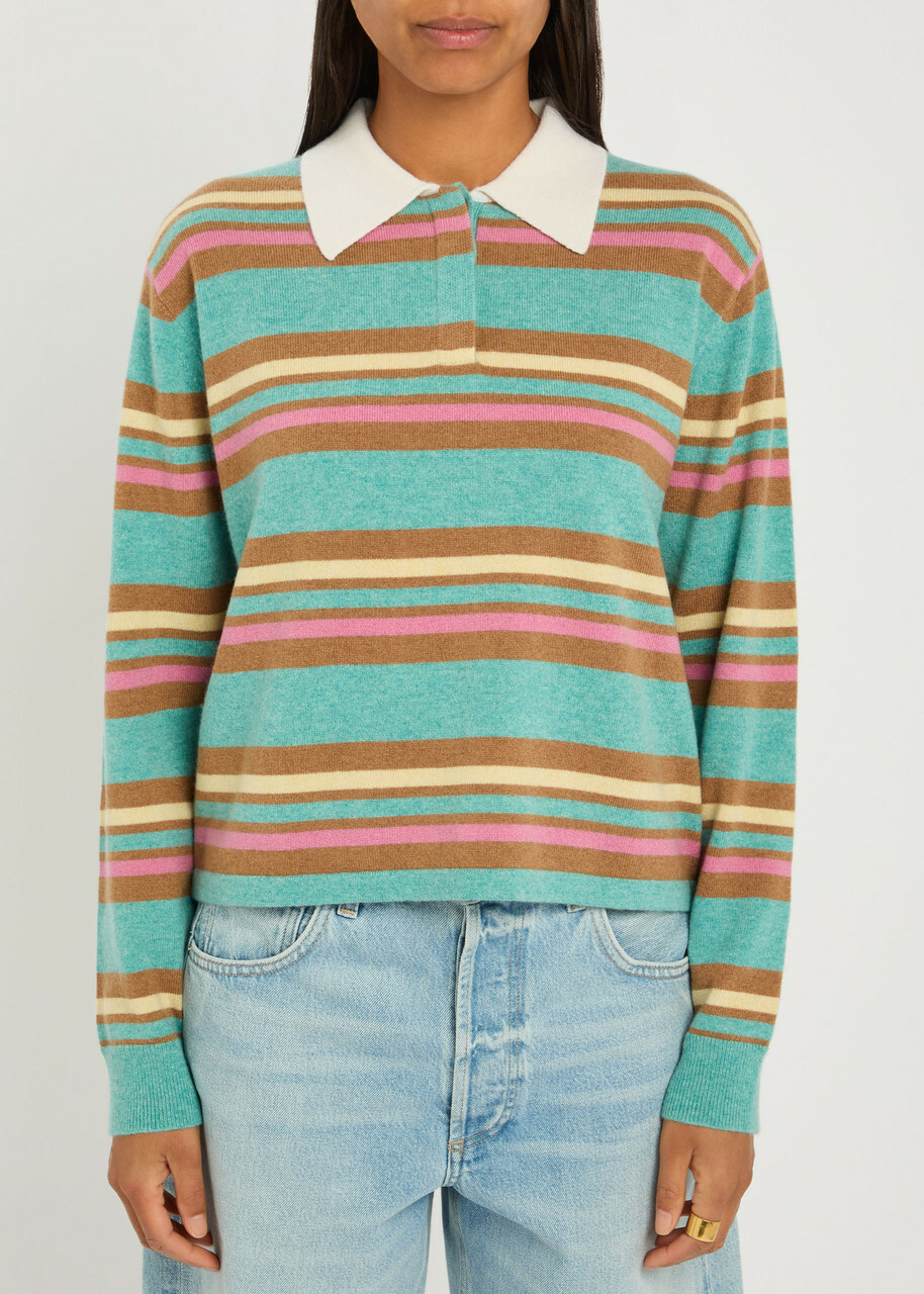 Guest In Residence Striped Cashmere Polo top Stripe
