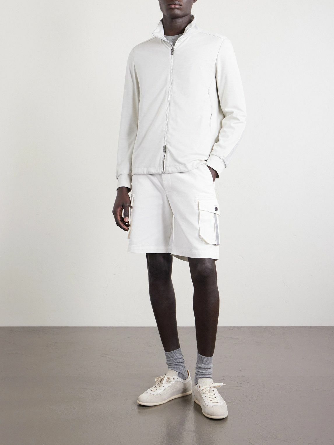 SEASE - Explorer Ripstop-Trimmed Virgin Wool-Blend Sweater - White