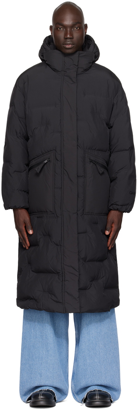 GANNI Black Midi Tech Puffer Jacket GANNI