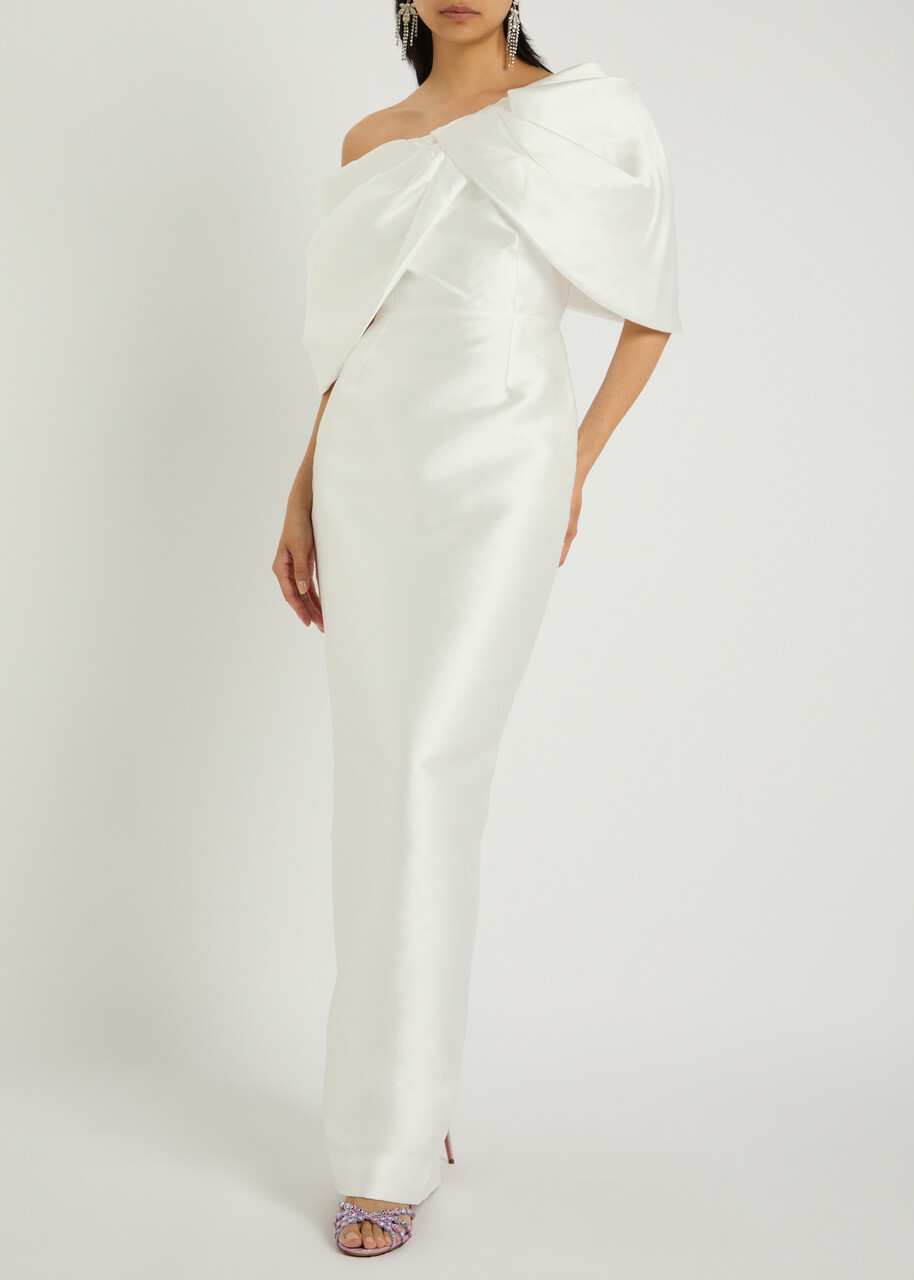 Solace London Davina One-shoulder Faille Gown Cream