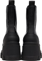 GANNI Black Cleated Heeled Mid Chelsea Boots