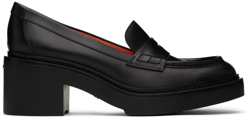 Santoni Black Loafer Heels