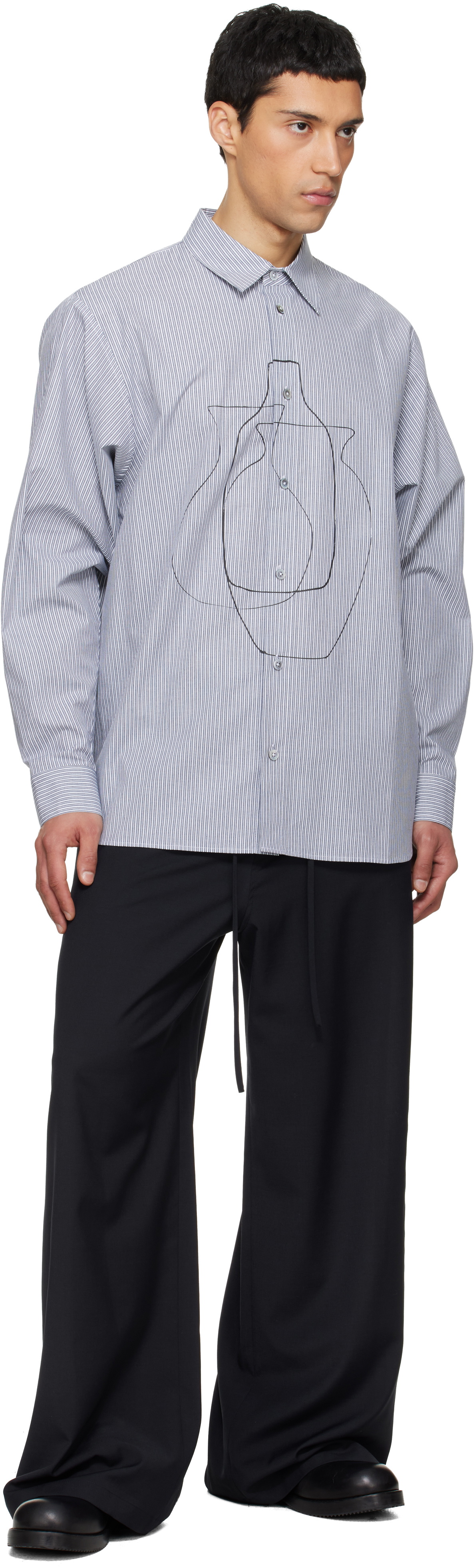 LE17SEPTEMBRE Navy Printed Striped Shirt