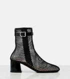 Alaïa Fishnet patent leather-trimmed ankle boots