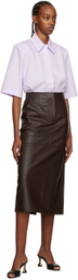 CAMILLA AND MARC Brown Ramone Leather Midi Skirt