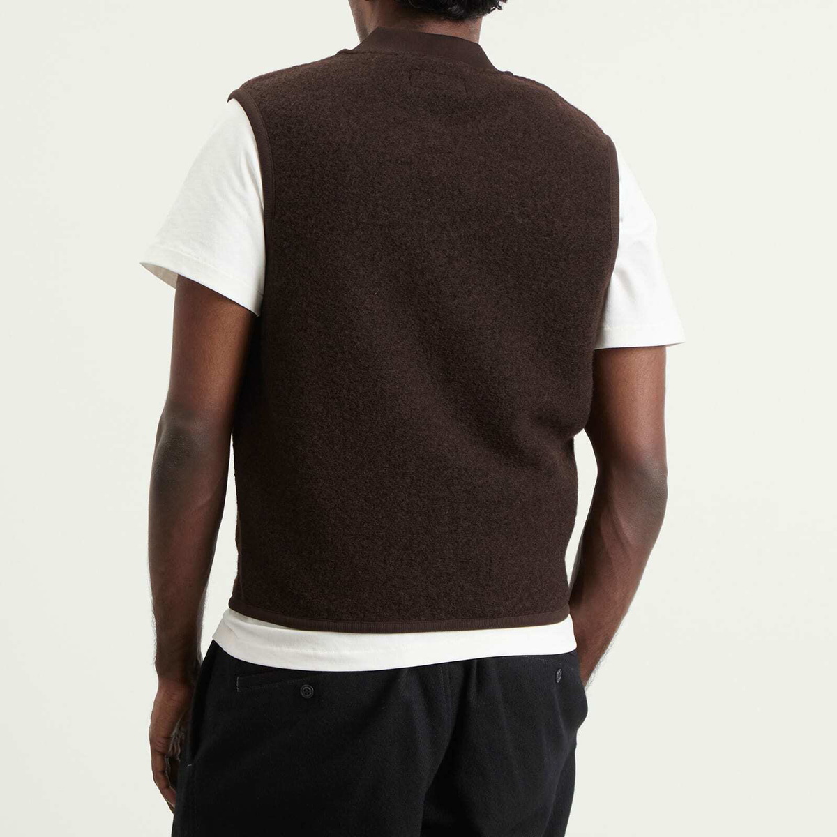 Universal Works Men's Presented by END. Wool Fleece Zip Waistcoat in Brown