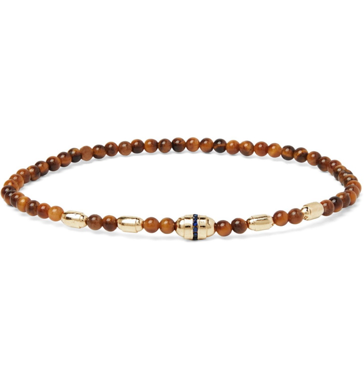 Photo: LUIS MORAIS - 14-Karat Gold, Tiger's Eye and Sapphire Bracelet - Brown