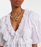 Chloé Embroidered ruffled cotton top