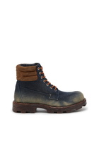 Diesel D-Hammer-Combat boots in denim and suede - Boots Womens in Blue