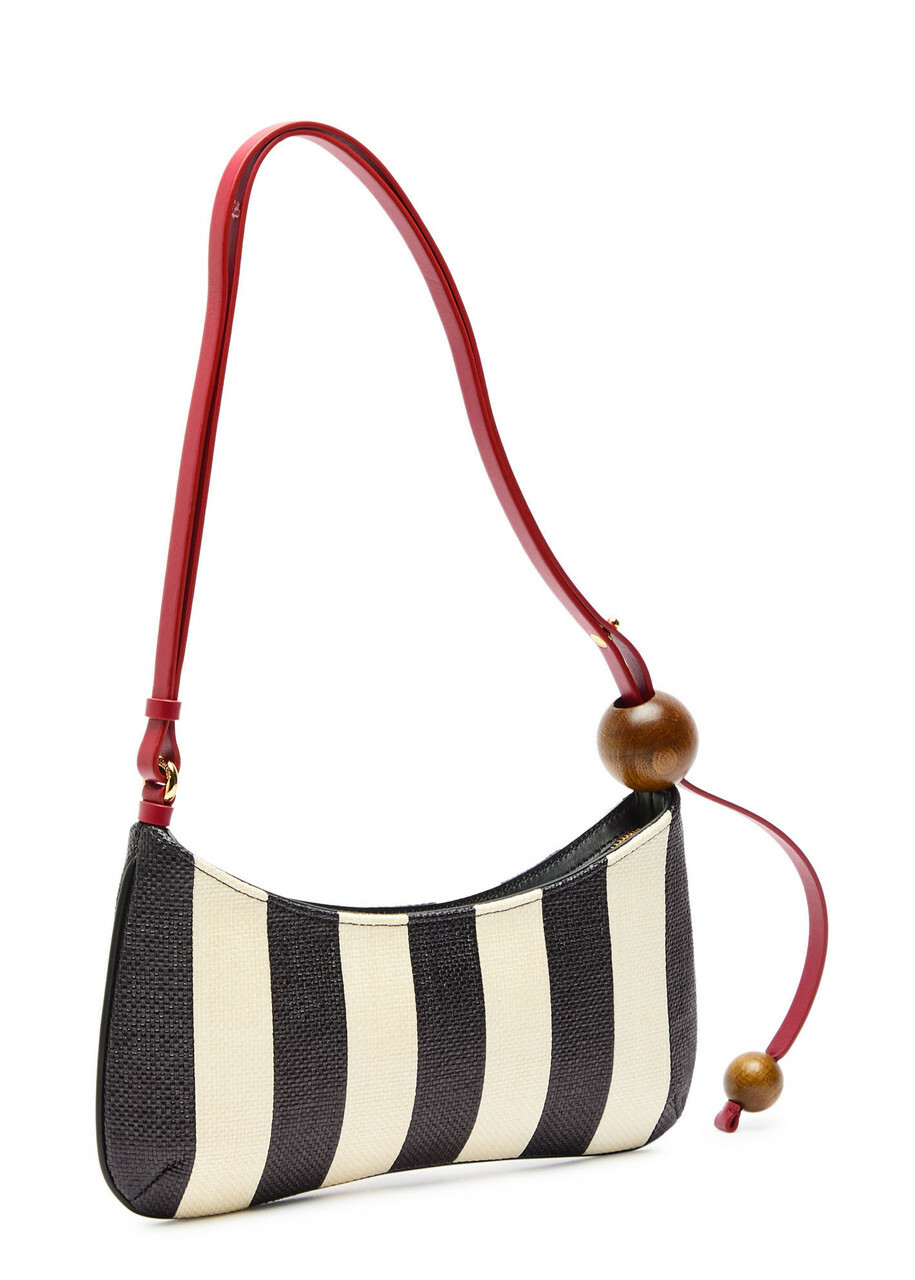 Jacquemus Le Bisou Perle Striped Woven Shoulder bag - Black - One Size
