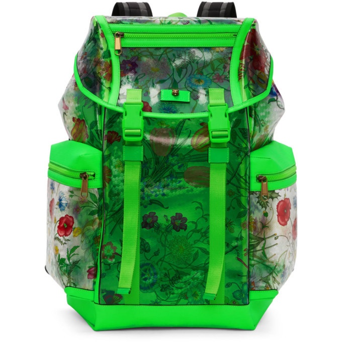 Photo: Gucci Green Clear Flowers Backpack