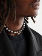 Balenciaga - Malibu Recycled Silver-Tone and Cord Choker - Silver