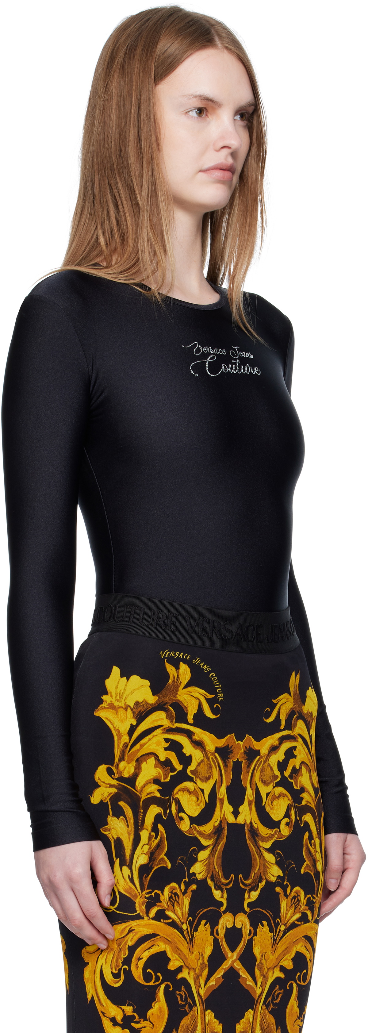Versace Jeans Couture Black Logo Bodysuit