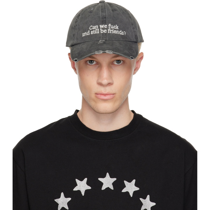 Photo: Carne Bollente SSENSE Exclusive Black 'Still Be Friends?' Cap