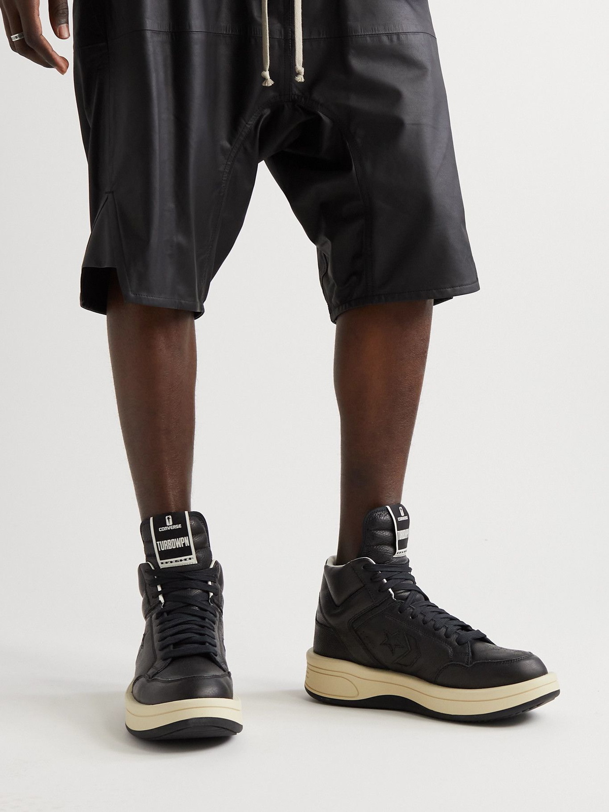 Rick Owens - Converse TURBOWPN Weapon Leather High-Top Sneakers - Black ...
