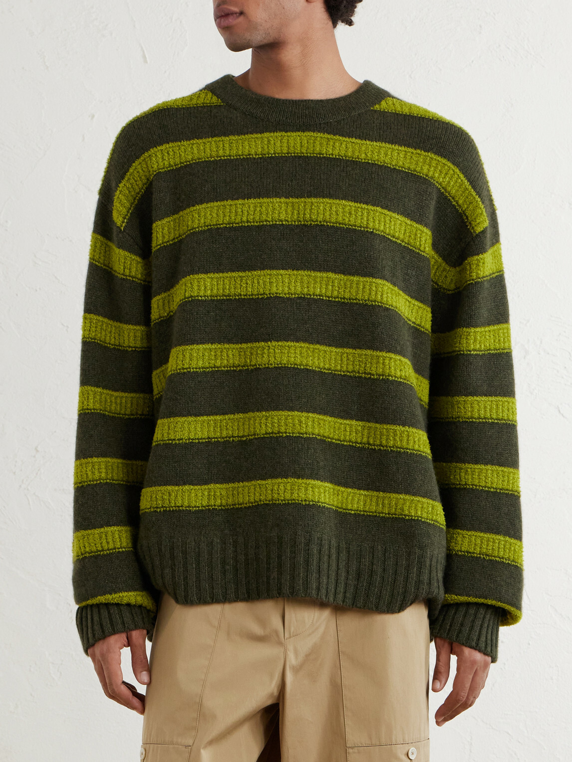 The Elder Statesman - Ridgeline Striped Cashmere-Blend Sweater - Green
