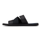 Giorgio Armani Black Leather and Nylon Slide Sandals