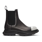 Alexander McQueen Black and Silver Tread Slick Chelsea Boots