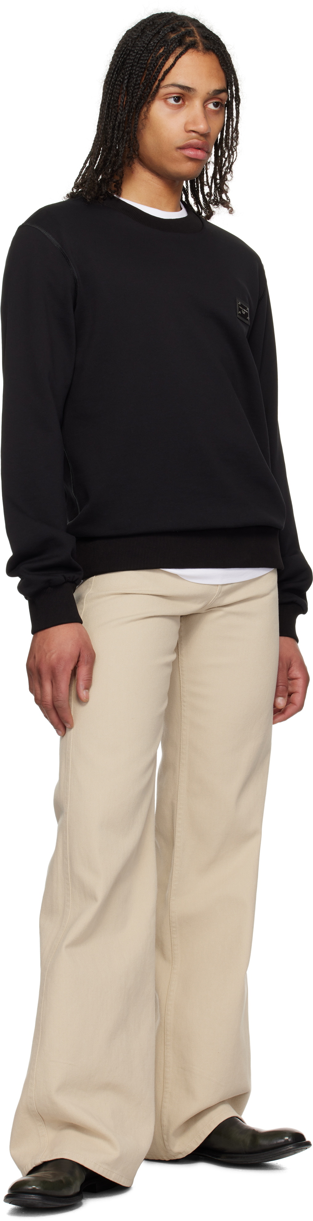 Dolce&Gabbana Black Branded Tag Jersey Sweatshirt