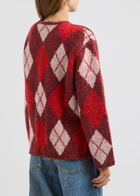 Kitri Pandora Argyle-intarsia Knitted Cardigan Burgundy
