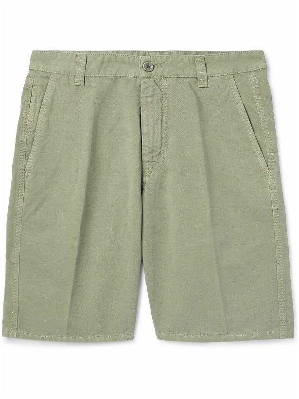 Photo: Aspesi - Straight-Leg Cotton and Linen-Blend Bermuda Shorts - Green