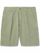 Aspesi - Straight-Leg Cotton and Linen-Blend Bermuda Shorts - Green