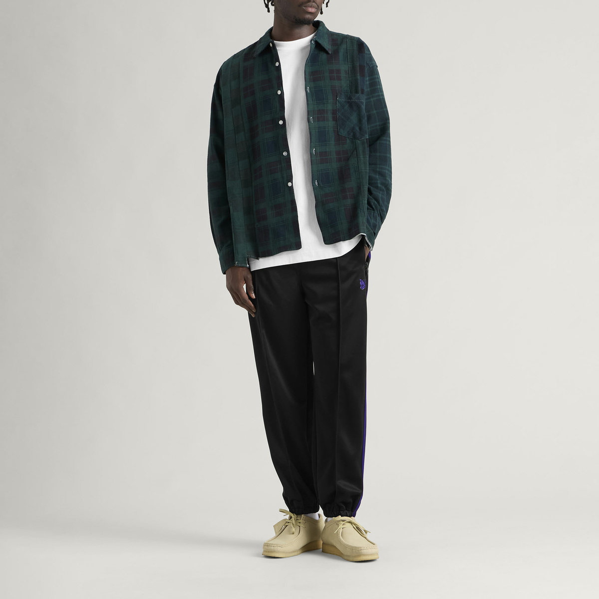 Needles Men's Poly Smooth Zipped Track Pants in Black