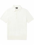TOM FORD - Silk and Cotton-Blend Piquè Polo Shirt - White