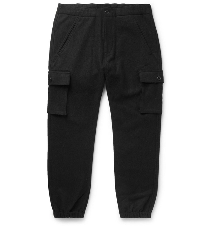 Photo: Neighborhood - Black Tapered Wool-Blend Flannel Cargo Trousers - Men - Black