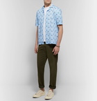 Sunspel - Camp-Collar Printed Cotton Shirt - Blue