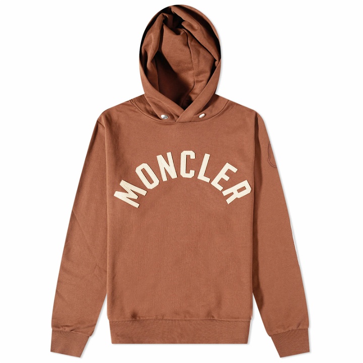 Photo: Moncler Men's Varsity Logo Popover Hoody in Brown
