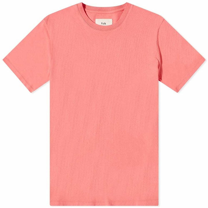 Photo: Folk Men's Contrast Sleeve T-Shirt in Tropical Pink