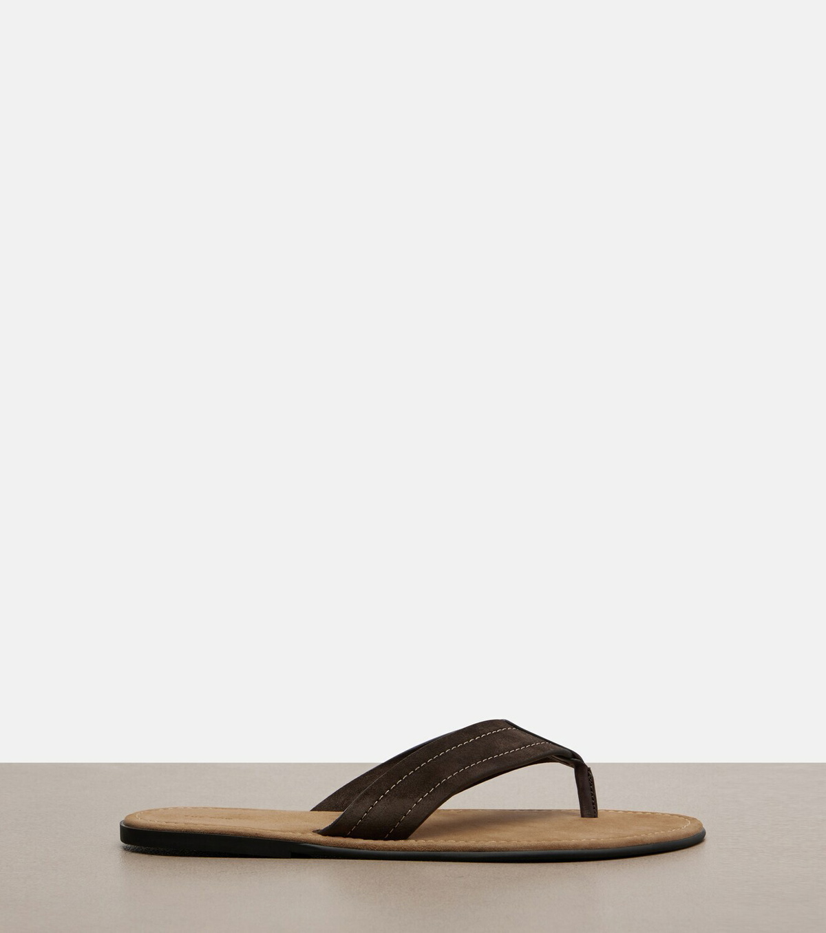 The Row Beach leather-trimmed suede thong sandals