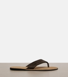 The Row Beach leather-trimmed suede thong sandals
