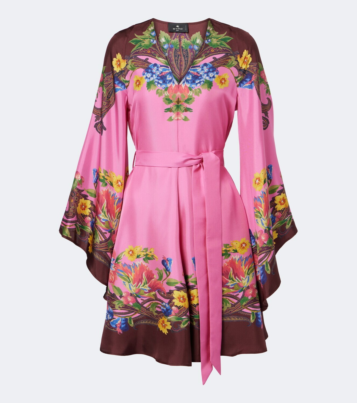Etro Belted floral silk satin minidress