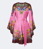 Etro Belted floral silk satin minidress
