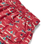 Drake's - Mid-Length Printed Swim Shorts - Red