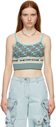 We11done Blue Knit All Over Logo Tank Top