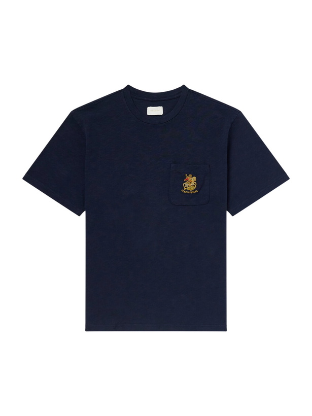 Photo: Aimé Leon Dore - St. George Logo-Embroidered Cotton-Jersey T-Shirt - Blue