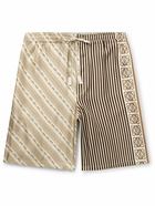 LOEWE - Paula's Ibiza Straight-Leg Striped Silk-Twill Drawstring Shorts - Neutrals