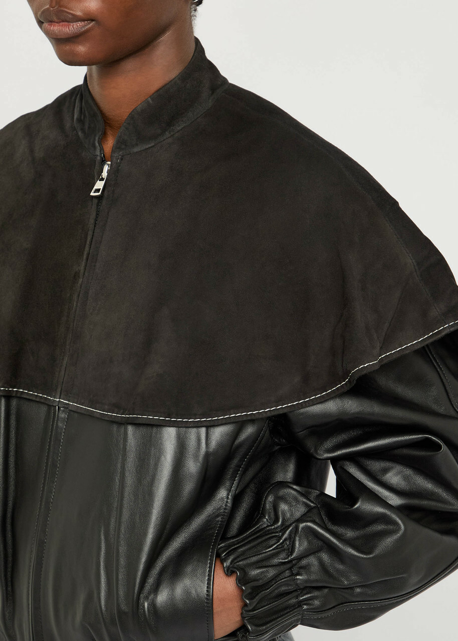 JW Anderson Cape-effect Leather Jacket Black