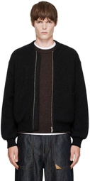 vowels Black Knitted Bomber Jacket