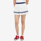 Sporty & Rich Women's Serif Logo Pleated Skirt in White/Navy Navy