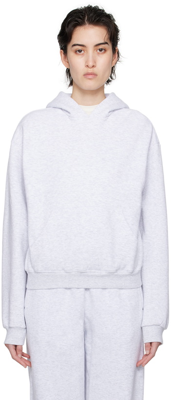 Photo: SKIMS Gray Cotton Fleece Classic Hoodie