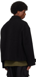 Lownn Black Wool Cashmere Cropped Jacket