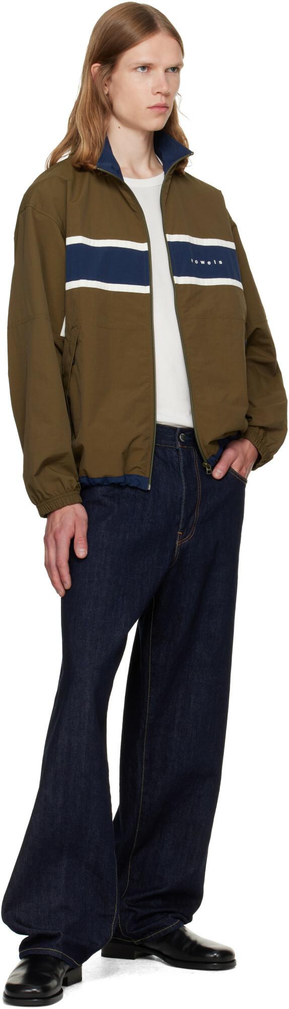 vowels Green Paneled Nylon Jacket