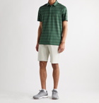 ADIDAS GOLF - Striped Recycled Stretch-Jersey and Mesh Golf Polo Shirt - Green