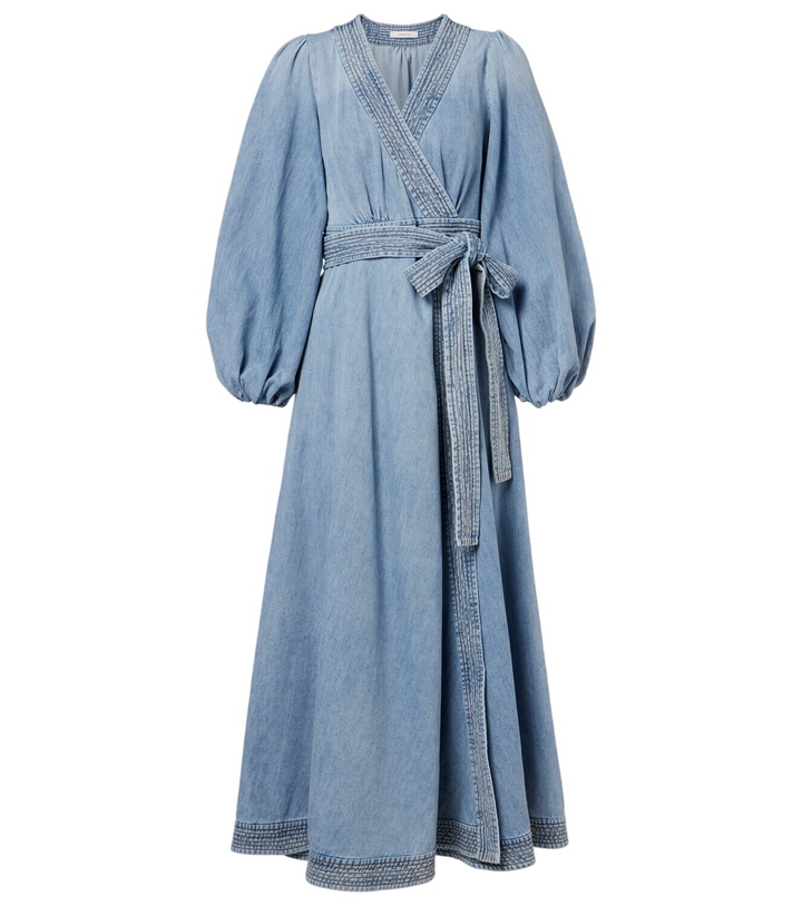 white christmas dresses Atlantic Rhiannon Fringe Denim Midi Dress main image 0