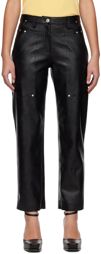 Photo: Stella McCartney Black Kick Flare Faux-Leather Trousers